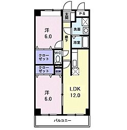 リバーサイドさくら2 2LDKの間取図画像