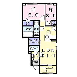 リベルテ 2LDKの間取図画像