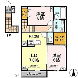 ブルーリア愛子中央 2LDKの間取図画像