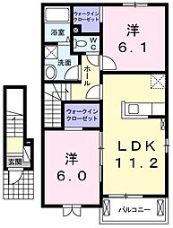 ベラヴィスタF 2LDKの間取図画像