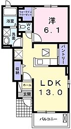 シャルマントポシュ・y 1LDKの間取図画像