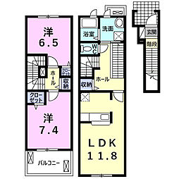 モンテローザ1 2LDKの間取図画像
