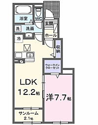 茜タニエールD 1LDKの間取図画像