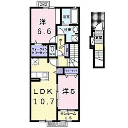 アヴニールやぶなみIII 2LDKの間取図画像