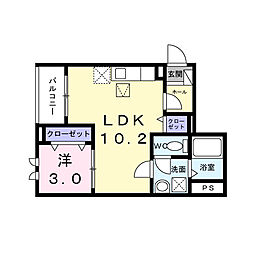 メゾン ラフレシール 千代田 1LDKの間取図画像