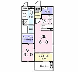 ベルブリーズ1 1Kの間取図画像