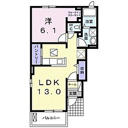 ソレイユアルカンシェルA 1LDKの間取図画像