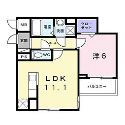 砂山南1丁目アパート(028694701) 1LDKの間取図画像