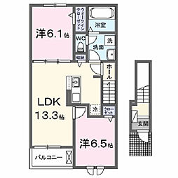 アポロI 2LDKの間取図画像