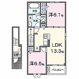 アポロI 2LDKの間取図画像