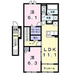Sun Field 2LDKの間取図画像