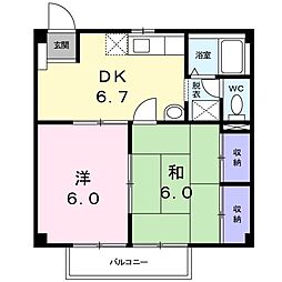 ビスタハイツ 2DKの間取図画像