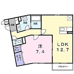 ドミール大浜坂 1LDKの間取図画像