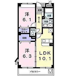 グランアビタシオン 2LDKの間取図画像