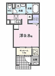 EAST HILL G ワンルームの間取図画像