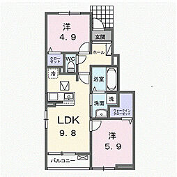 アンジェ 2LDKの間取図画像