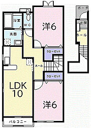 ジョイヌB 2LDKの間取図画像
