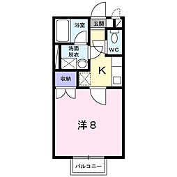 ディライト新白河 1Kの間取図画像