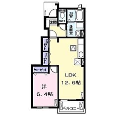 ラヴァーズA 1LDKの間取図画像