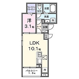 Liaつくば 1LDKの間取図画像