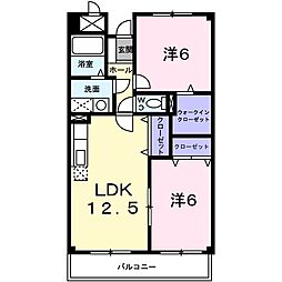 リアンシャンティ雲雀丘 2LDKの間取図画像