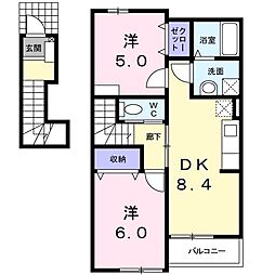 シャン・ド・フルールA 2DKの間取図画像