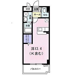カーサダ・ヴィンチ 1Kの間取図画像