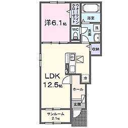スリム 875 1LDKの間取図画像