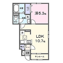 クレストコート 1LDKの間取図画像