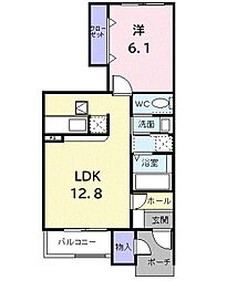 カーサセレーナ1 1LDKの間取図画像