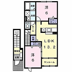 ボヌールC 2LDKの間取図画像