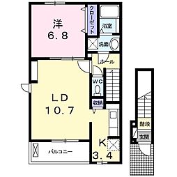 シャルム下条 1LDKの間取図画像