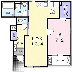 クレールタチド 1LDKの間取図画像