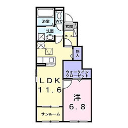 エルミス 1LDKの間取図画像