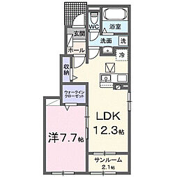 ヴィラノールM 1LDKの間取図画像