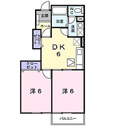 ラ・シモール 2DKの間取図画像
