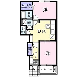 ツーオーテン 2DKの間取図画像