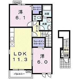 サン・ユイットA 2LDKの間取図画像