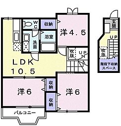 アメニティーハイツD 3LDKの間取図画像