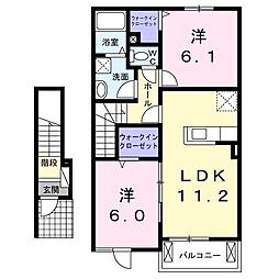 ヴィオラ華城A 2LDKの間取図画像