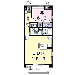 サウスヒルズ緑C 1LDKの間取図画像