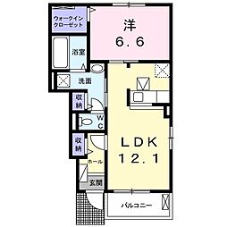 エーズスクエアガーデンB 1LDKの間取図画像