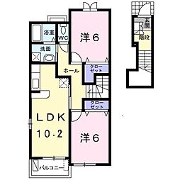 リバニッシュA 2LDKの間取図画像
