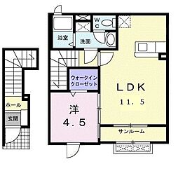 ジェルメライムA棟 1LDKの間取図画像