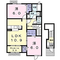 メイク・レジェンドA 2LDKの間取図画像