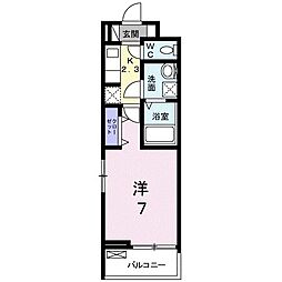 エストソール2 1Kの間取図画像