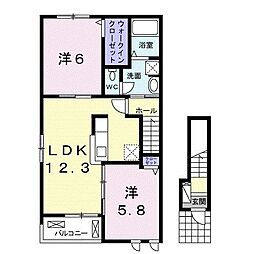グランデフィオーレ木園A 2LDKの間取図画像