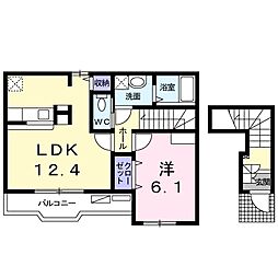 レスコアーヌ 1LDKの間取図画像