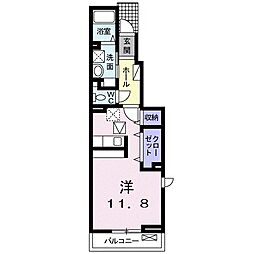 ソラーナ 1階ワンルームの間取り