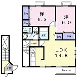 フルスナーエA 2LDKの間取図画像